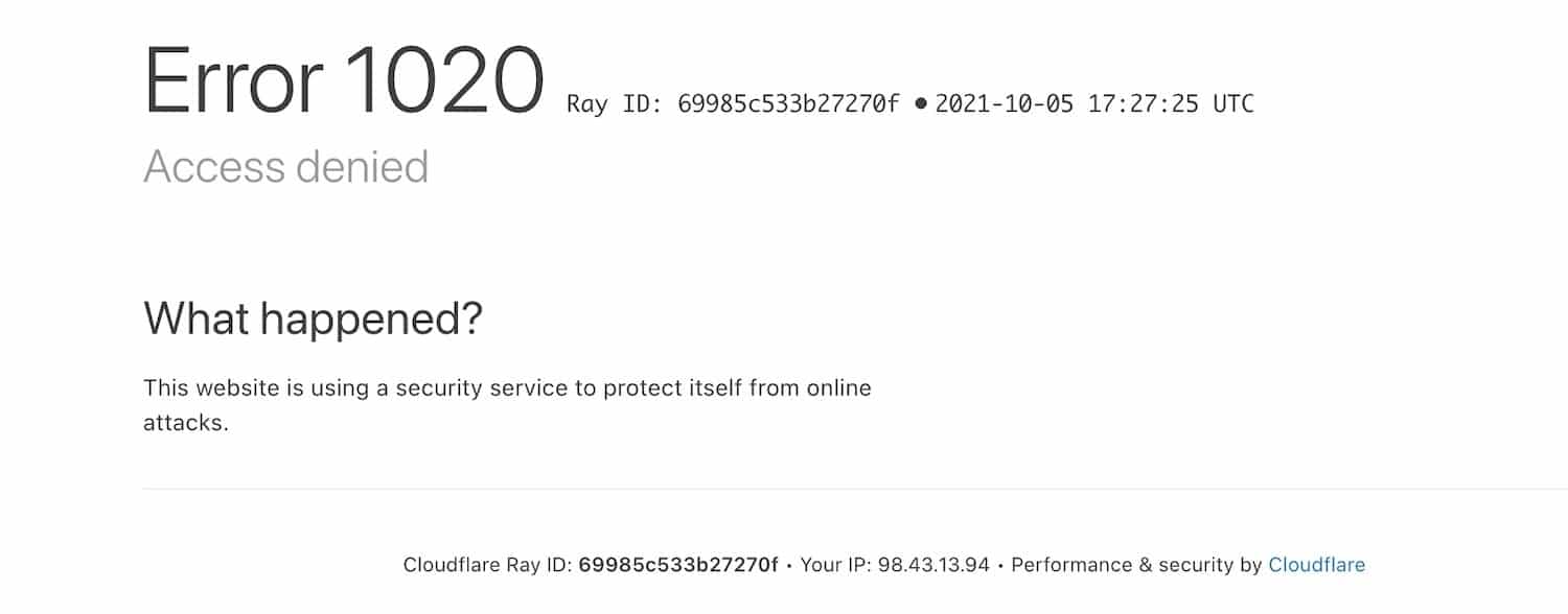 Cloudflare Error 1020 Access Denied